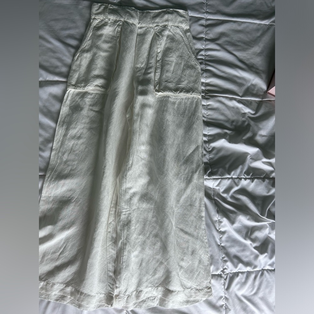 Young Fabulous & Broke YBF Wide Leg linen pants, ivory, size medium